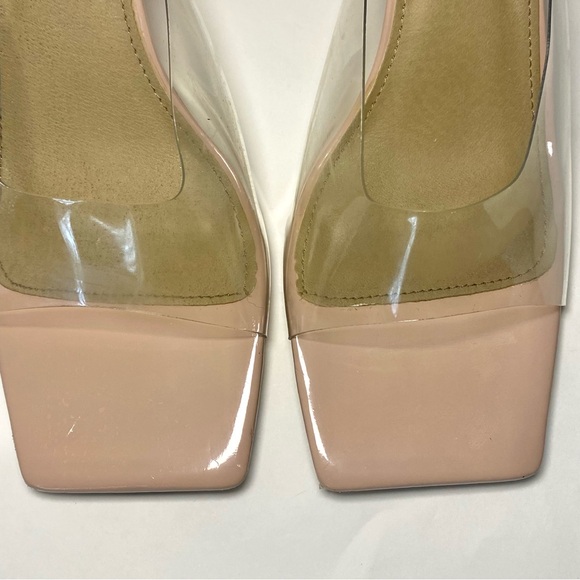 Fashion Nova Lift-Me-Up Clear Nude Heels Square Toe Chunky Mule Women's Size 11 - Picture 6 of 11